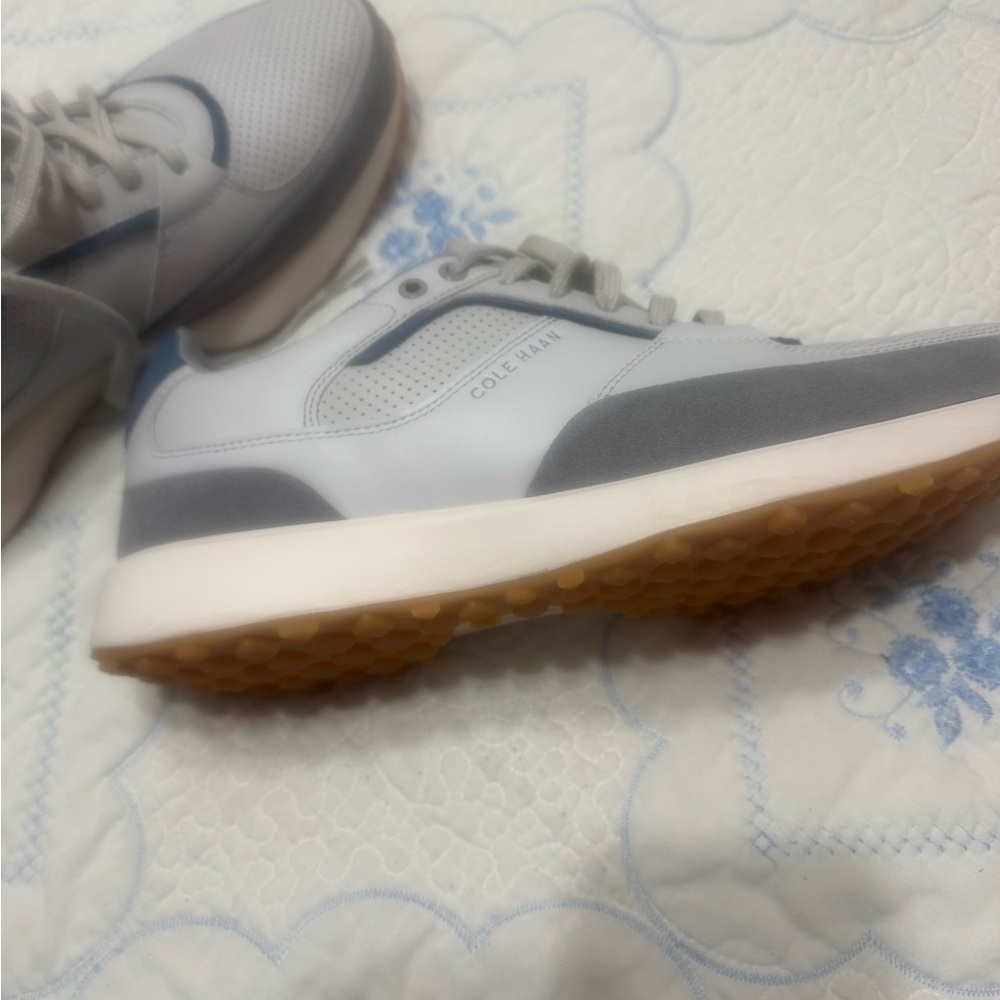 Cole Haan Light Gray & Dark Gray Leather Suede Sneaker